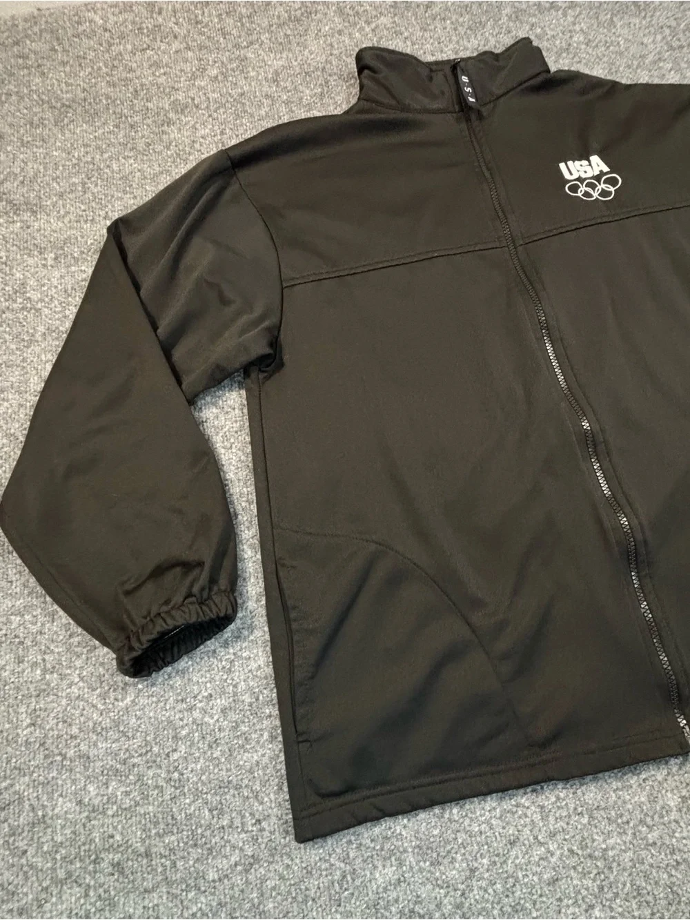 USA Olympics Jacket Mens XL Black Team USA Full Zip Olympic Committee Warm Up